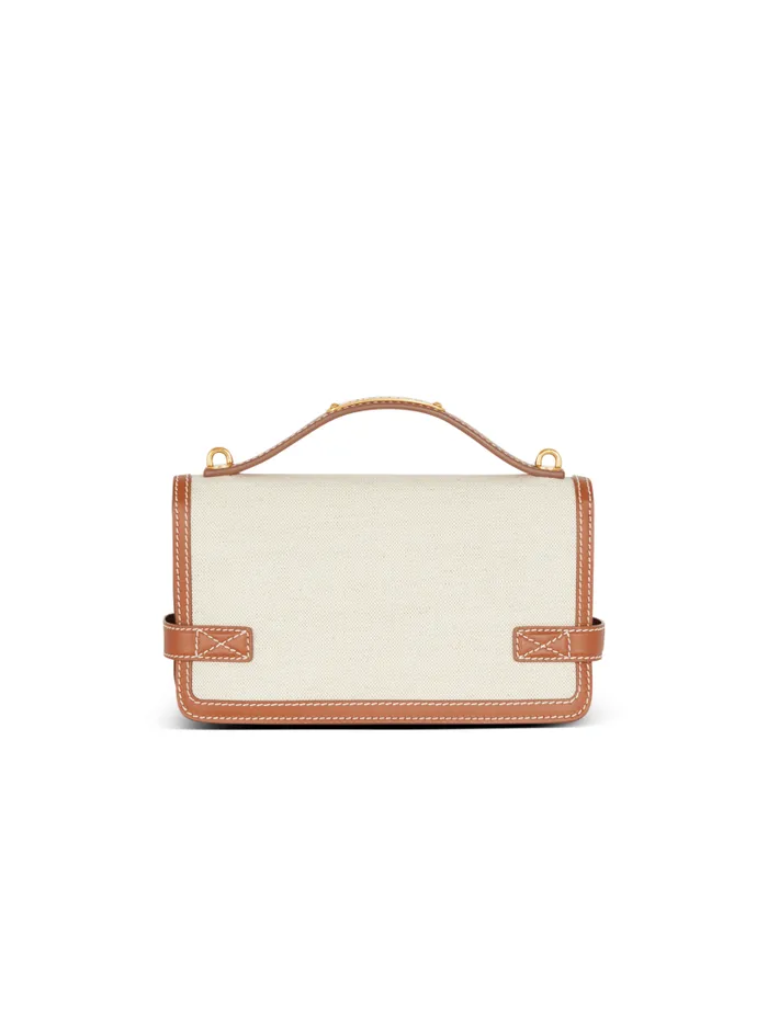 Balmain Crossbody Bags Women BBuzz 24 Canvas And Leather Bag Brown