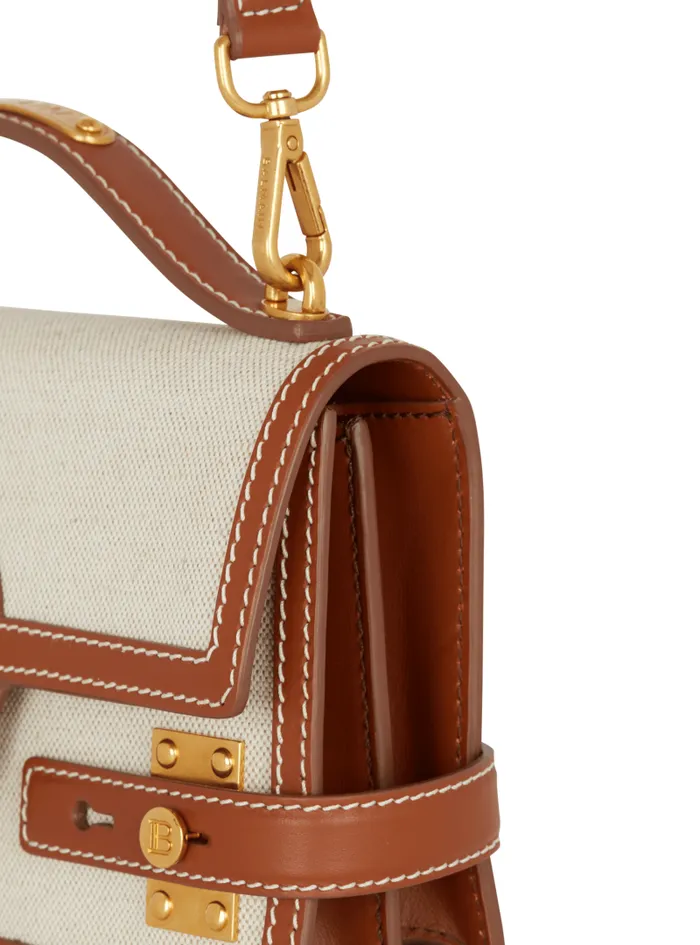 Balmain Crossbody Bags Women BBuzz 24 Canvas And Leather Bag Brown