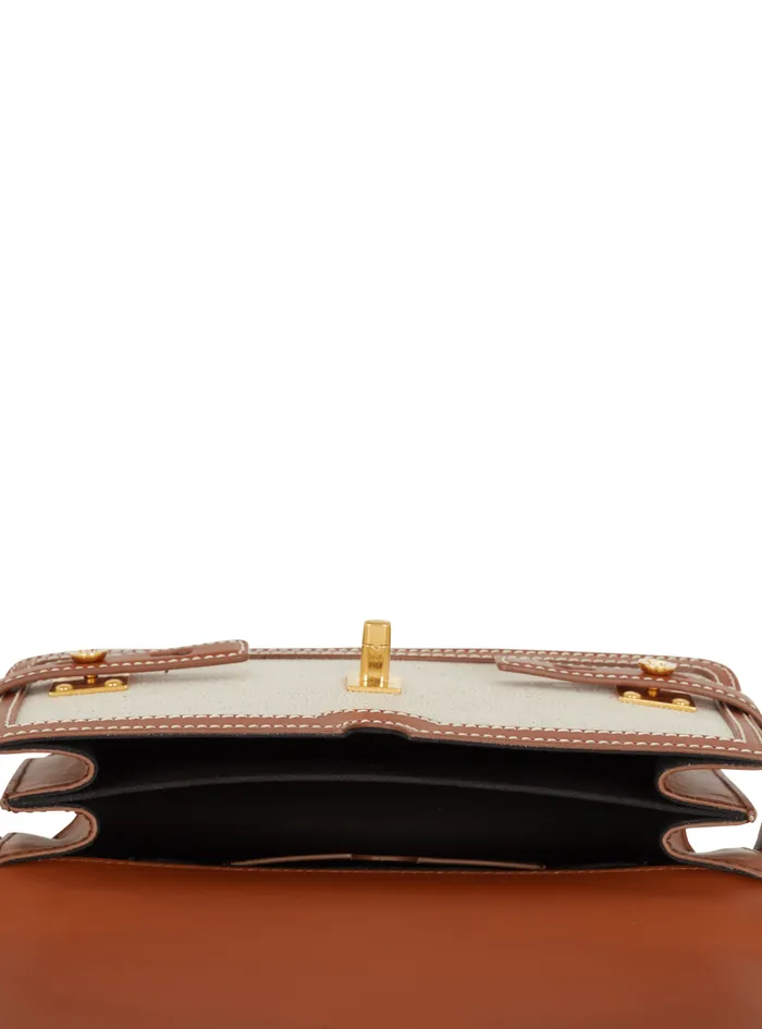 Balmain Crossbody Bags Women BBuzz 24 Canvas And Leather Bag Brown