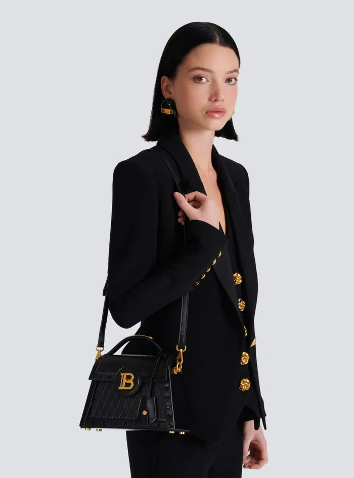 Balmain Crossbody Bags Women BBuzz Dynasty Bag In Gridembossed Calfskin Black