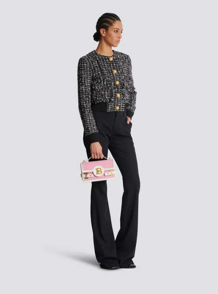 Balmain Crossbody Bags Women BBuzz Shoulder 24 Canvas And Leather Bag Pink