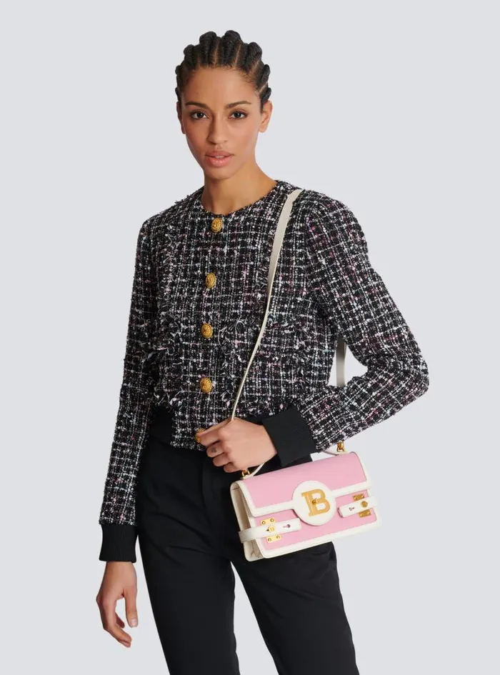 Balmain Crossbody Bags Women BBuzz Shoulder 24 Canvas And Leather Bag Pink