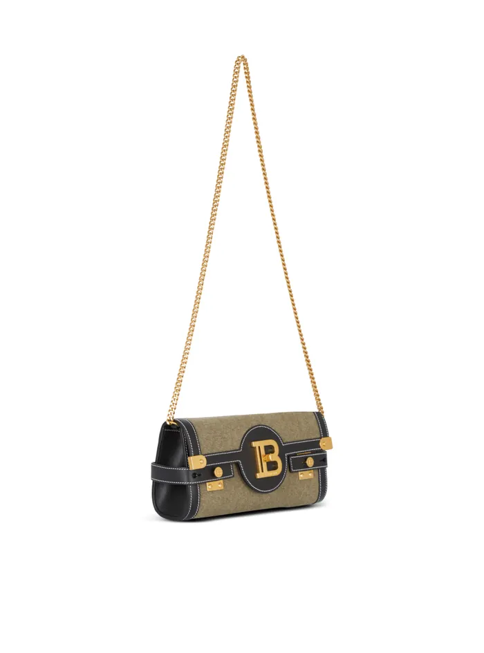 Balmain Crossbody Bags Women Canvas BBuzz 23 Clutch Bag With Leather Panels Khaki Balmain Crossbody Bags Women Canvas BBuzz 23 Clutch Bag With Leather Panels Khaki