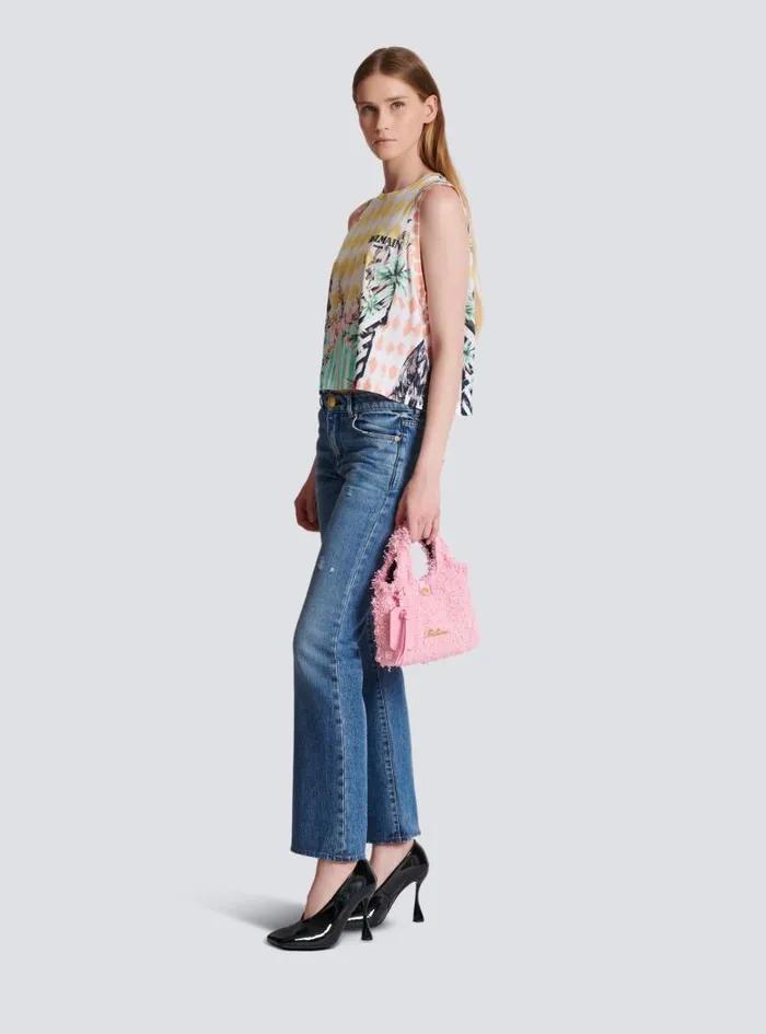 Balmain Crossbody Bags Women Mini BArmy Grocery Bag In Tweed Pink