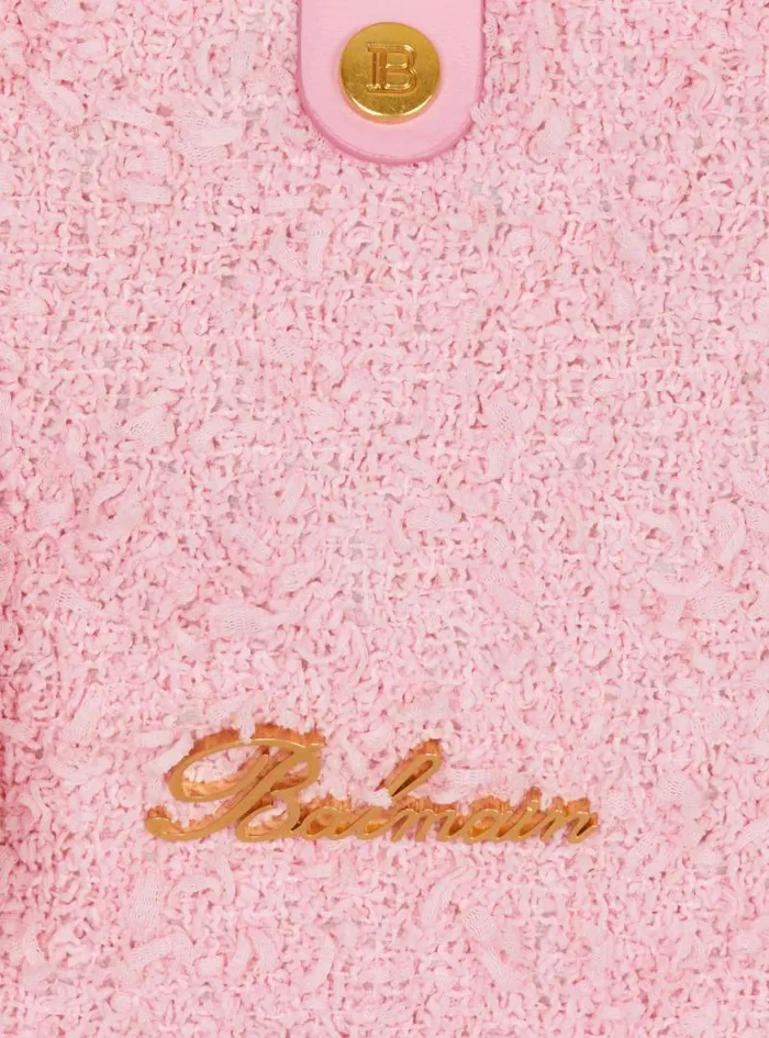 Balmain Crossbody Bags Women Mini BArmy Grocery Bag In Tweed Pink