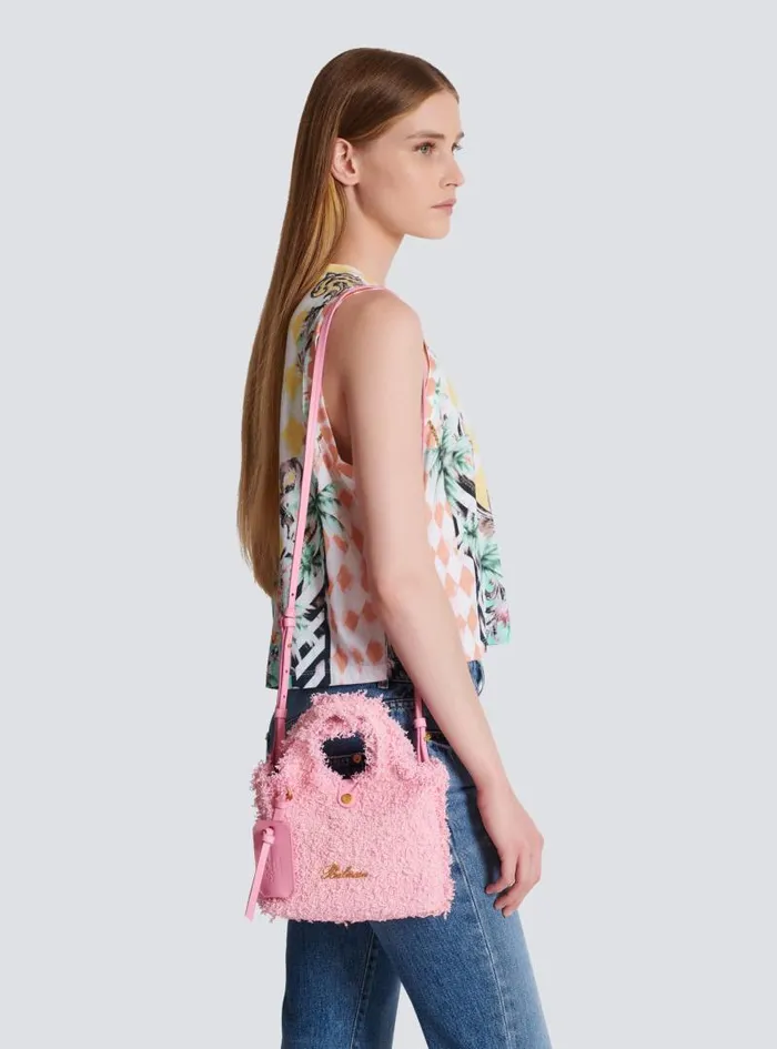 Balmain Crossbody Bags Women Mini BArmy Grocery Bag In Tweed Pink