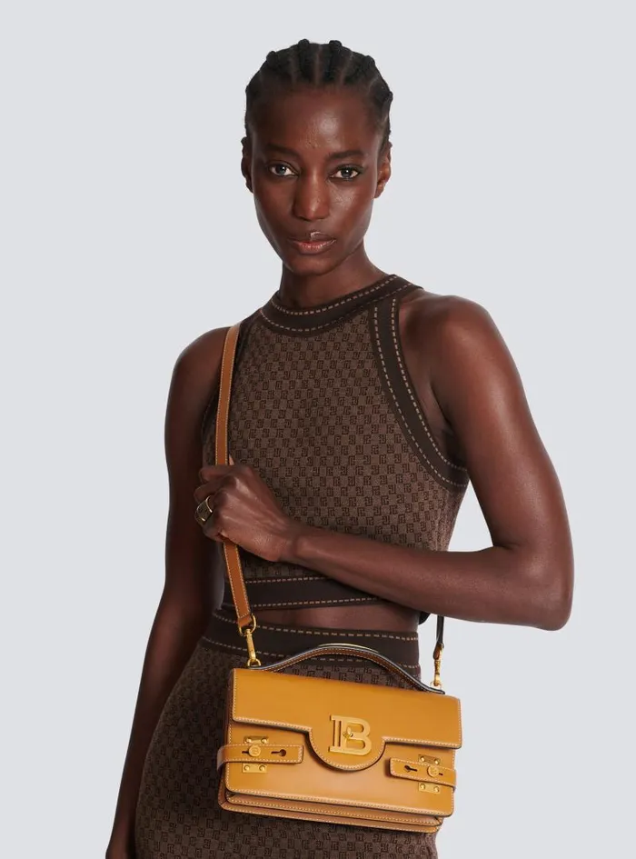 Balmain Crossbody Bags Women Smooth Leather BBuzz Shoulder 24 Bag Brown