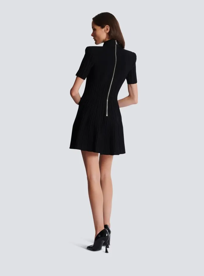 Balmain Dresses Women Flared Knit Dress With Buttons Black