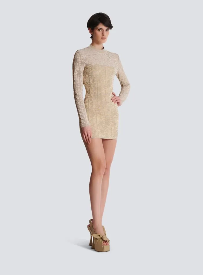 Balmain Dresses Women PB Labyrinth Knit Dress Beige
