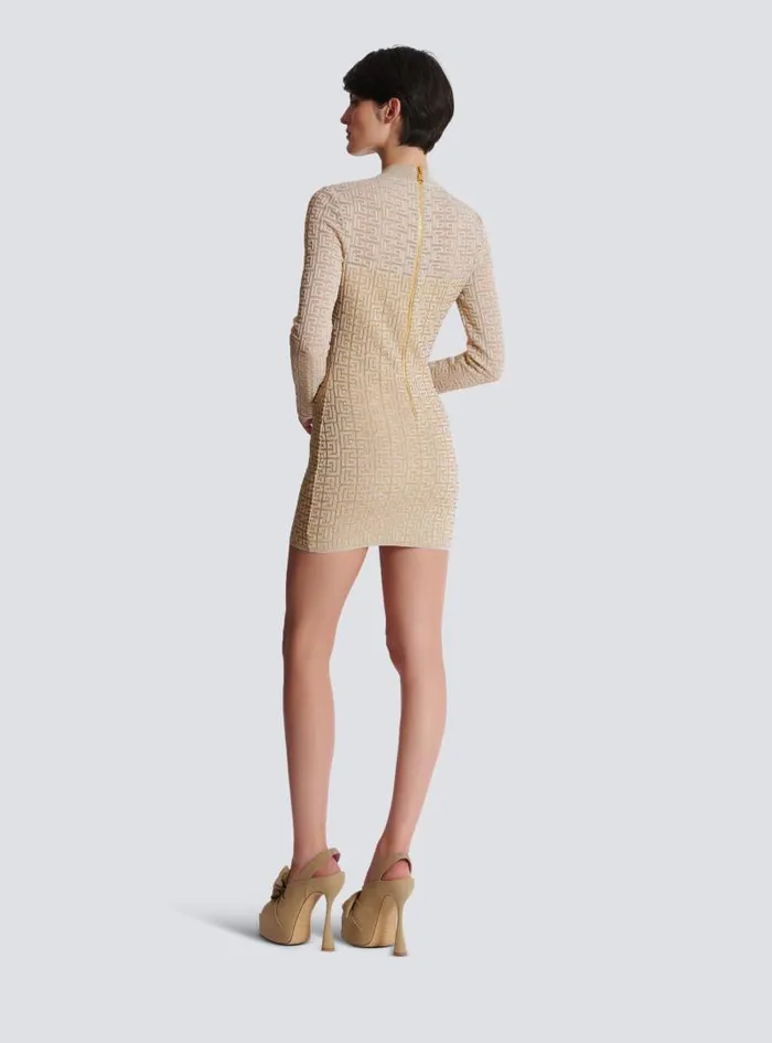 Balmain Dresses Women PB Labyrinth Knit Dress Beige
