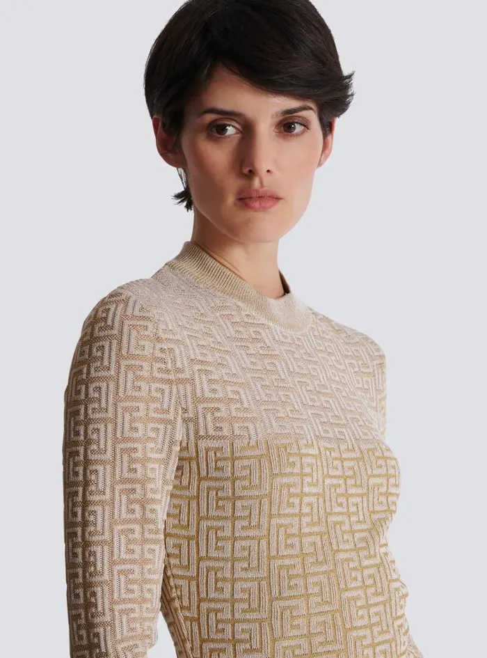 Balmain Dresses Women PB Labyrinth Knit Dress Beige