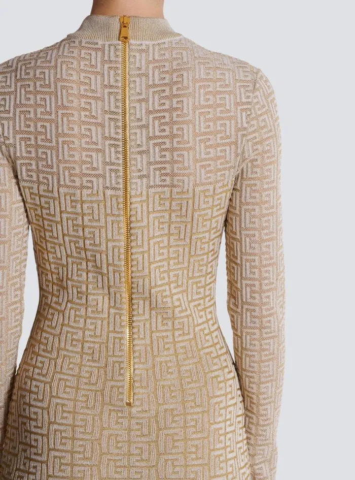 Balmain Dresses Women PB Labyrinth Knit Dress Beige