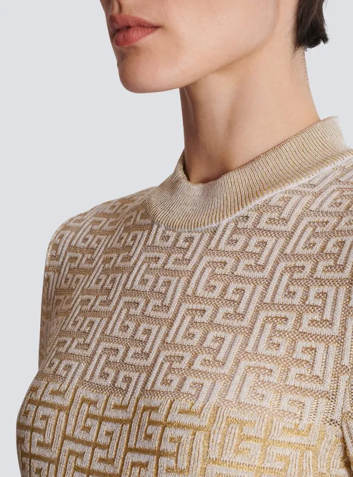Balmain Dresses Women PB Labyrinth Knit Dress Beige