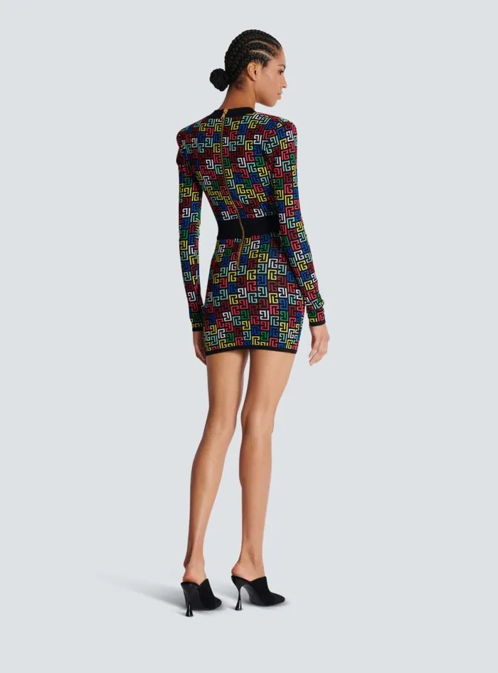 Balmain Dresses Women Pop Monogram Knit Dress Multicolor