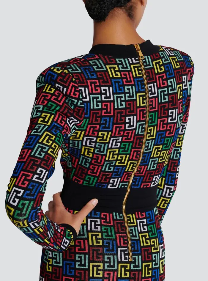 Balmain Dresses Women Pop Monogram Knit Dress Multicolor