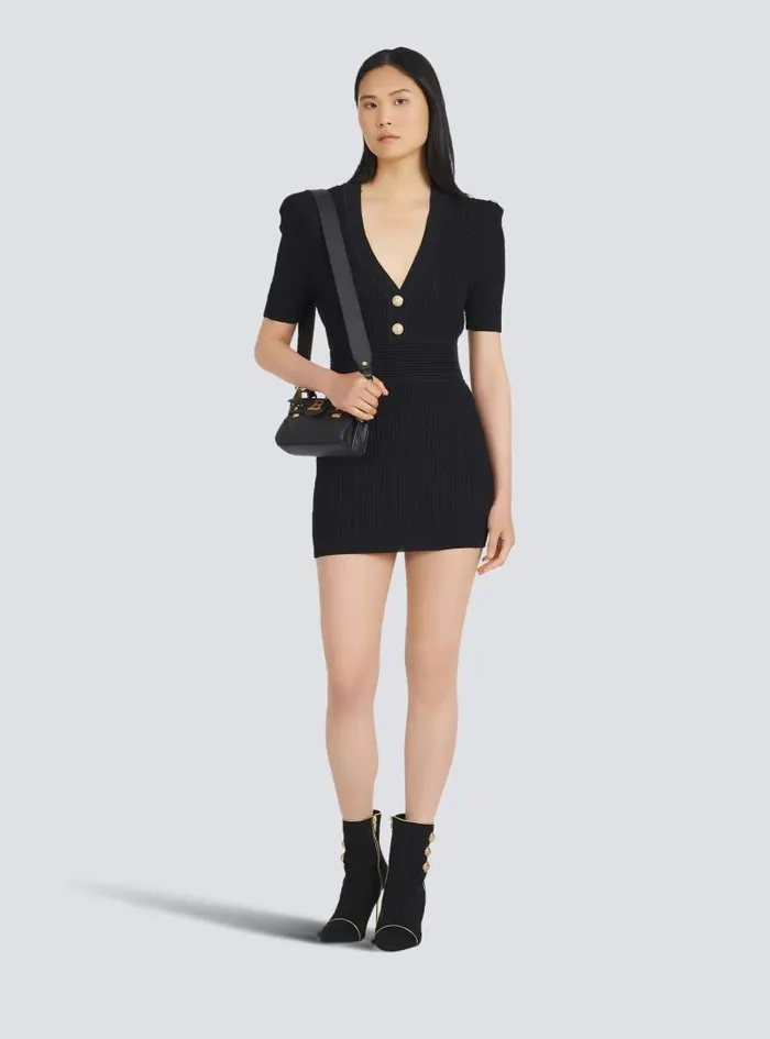 Balmain Dresses Women Short Ecodesigned Knit Dress Black