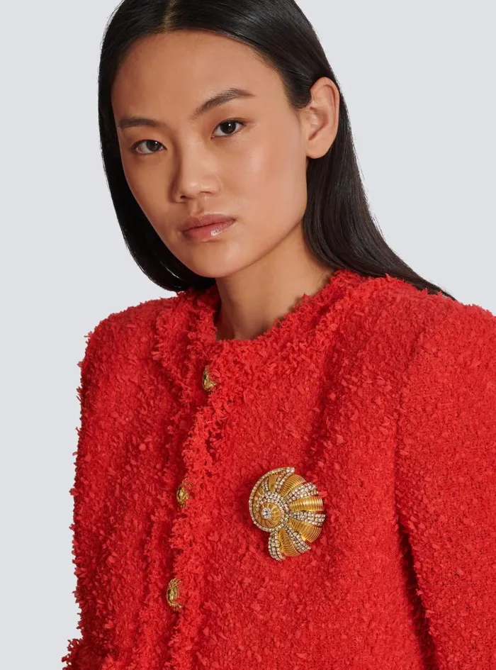 Balmain Fashion Jewelry Women Brass And Rhinestone Snail Brooch Gold