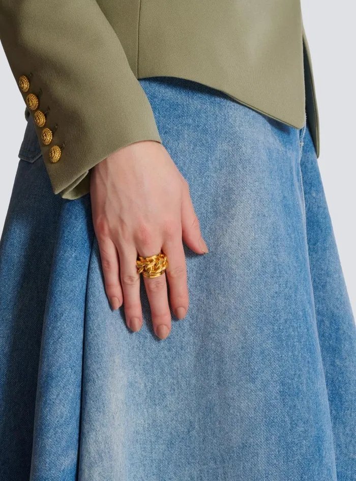 Balmain Fashion Jewelry Women Brass Chain Ring Gold