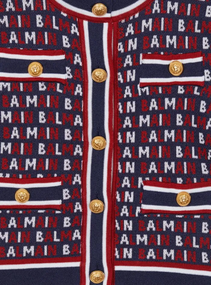 Balmain Girls 410 Years Kids Knit Cardigan Navy