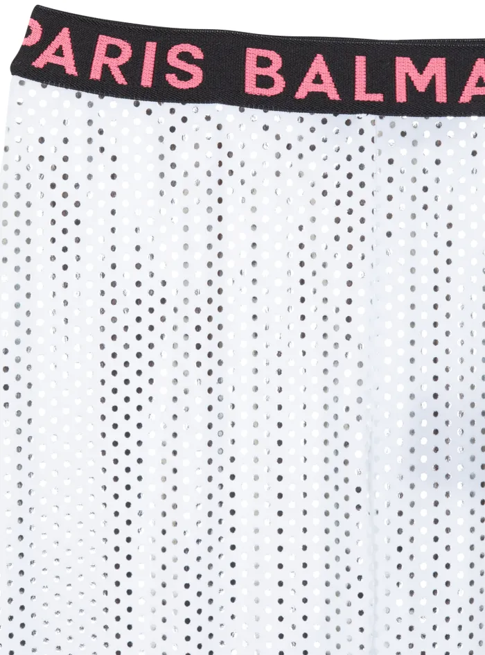 Balmain Girls 410 Years Kids Metal Leggings White