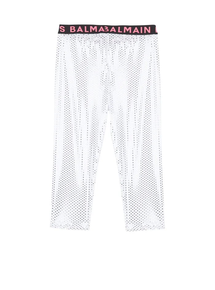 Balmain Girls 410 Years Kids Metal Leggings White