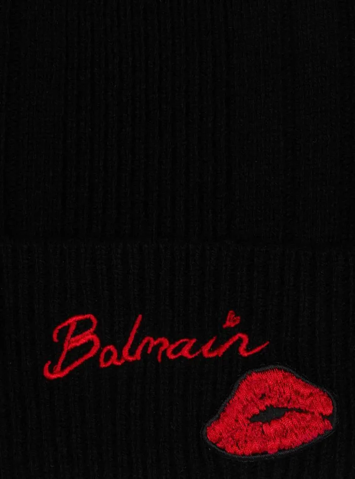 Balmain Hats And Caps Men Ecocashmere Kiss Beanie Black