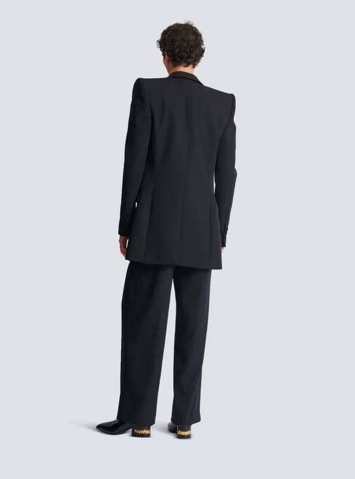 Balmain Jackets And Blazers Men Grain De Poudre 1button Jacket With Shoulder Pads Black