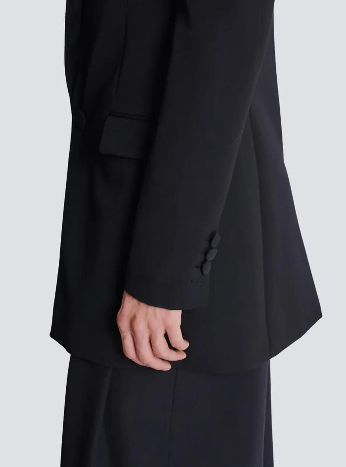 Balmain Jackets And Blazers Men Grain De Poudre 1button Jacket With Shoulder Pads Black