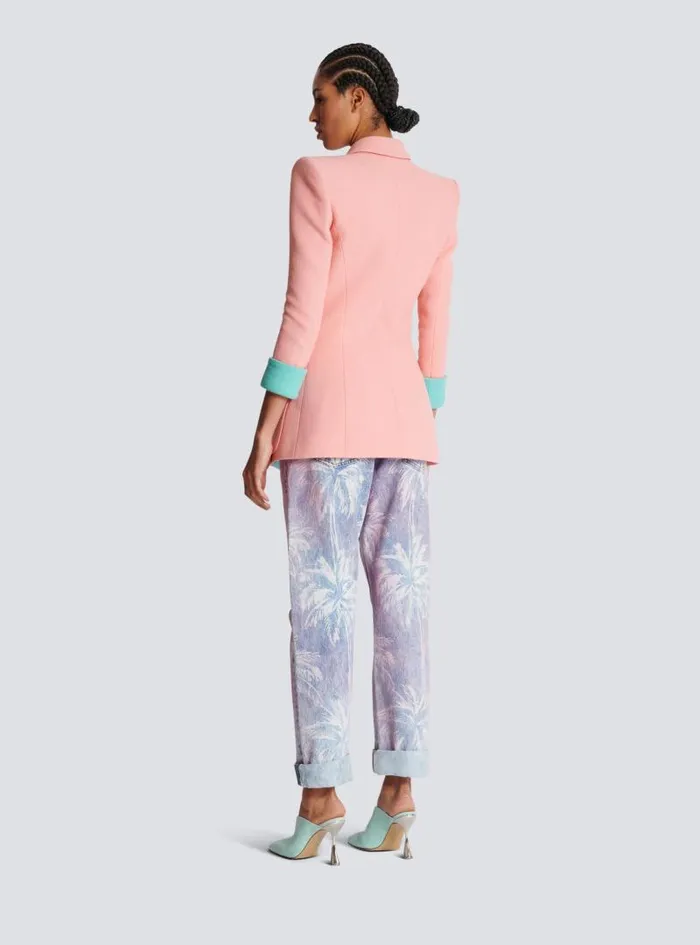 Balmain Jackets And Blazers Women 1button Double Crepe Twotone Jacket Pink