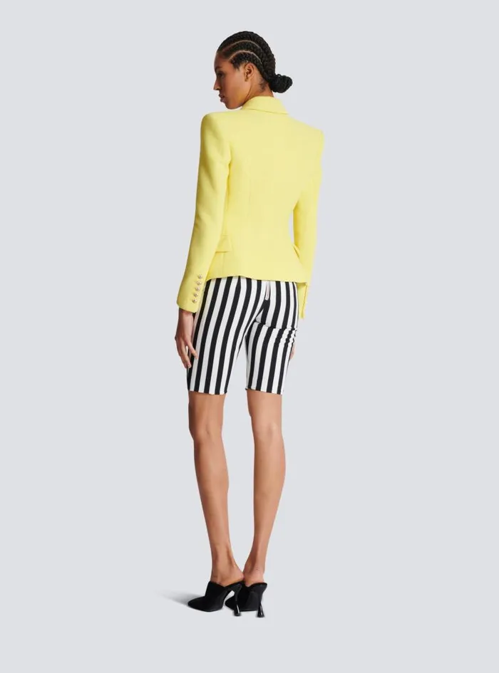 Balmain Jackets And Blazers Women 6button Double Crepe Twotone Jacket Yellow
