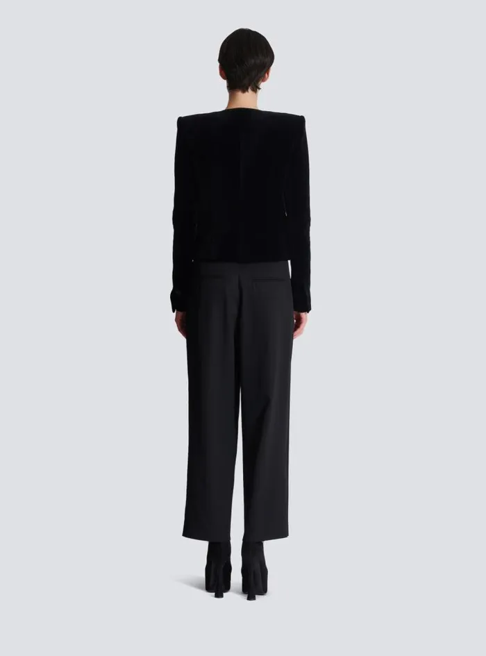Balmain Jackets And Blazers Women Blackberry Embroidered Velvet Jacket Black