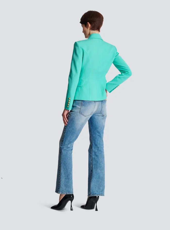 Balmain Jackets And Blazers Women Grain De Poudre 6button Jacket Blue