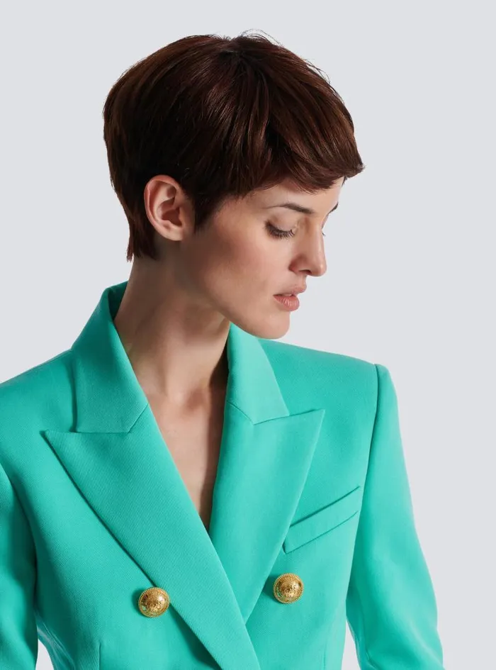 Balmain Jackets And Blazers Women Grain De Poudre 6button Jacket Blue