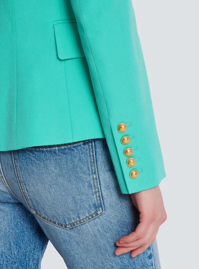 Balmain Jackets And Blazers Women Grain De Poudre 6button Jacket Blue