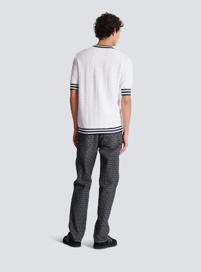 Balmain Knitwear Men Shortsleeved PB Labyrinth Knit Tshirt White