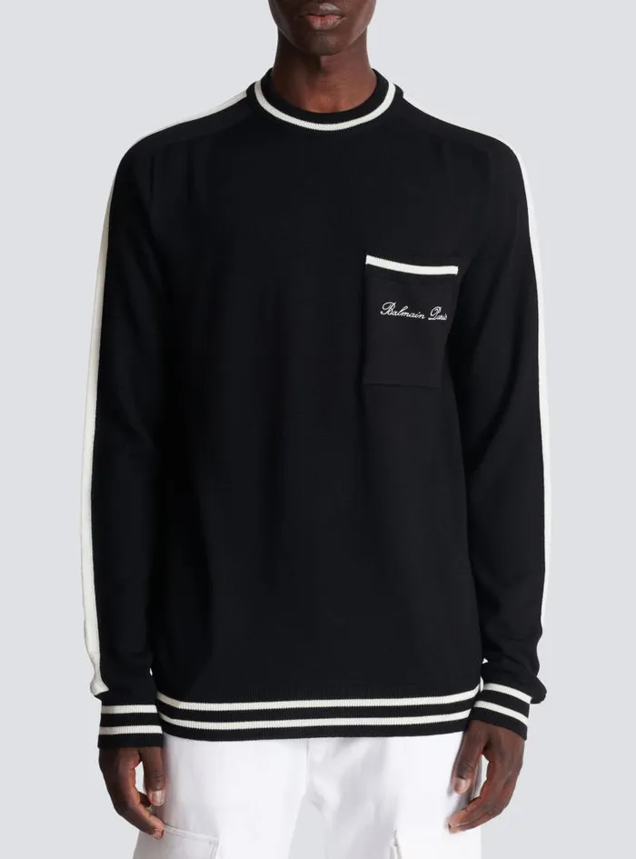 Balmain Knitwear Men Signature Jumper Black