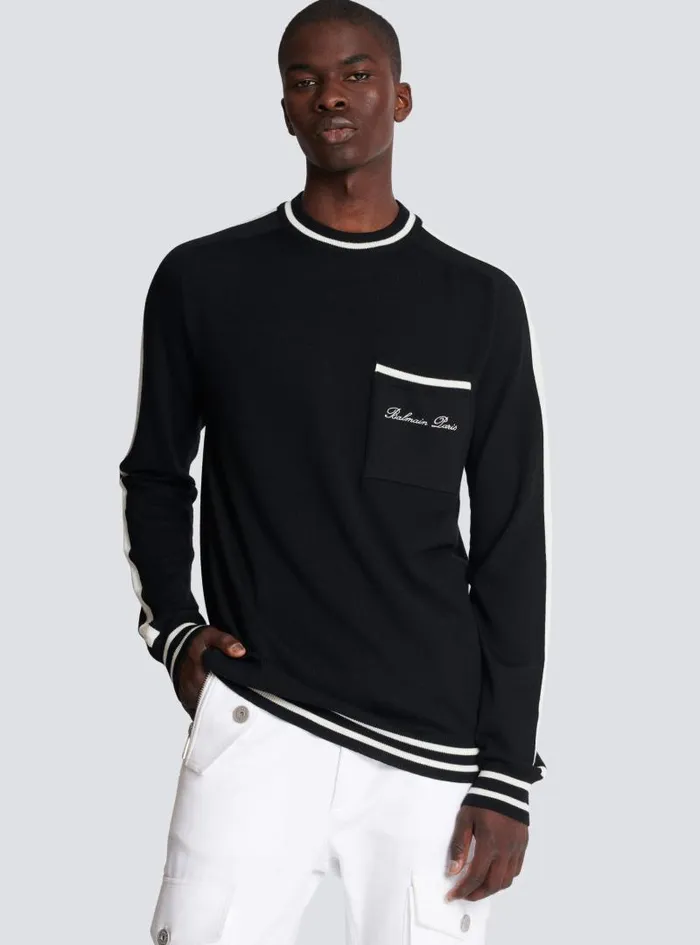 Balmain Knitwear Men Signature Jumper Black