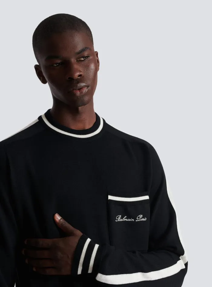 Balmain Knitwear Men Signature Jumper Black