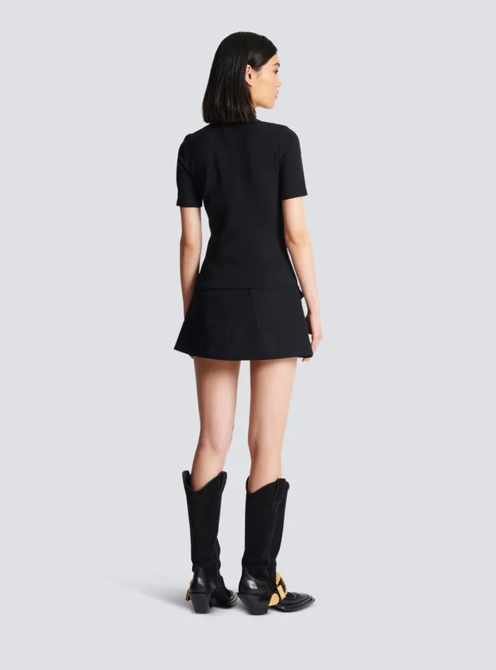 Balmain Knitwear Women 6button Knit Tshirt Black