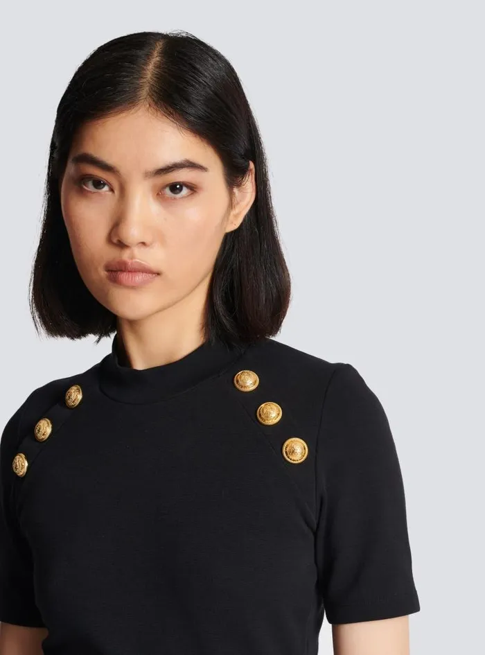 Balmain Knitwear Women 6button Knit Tshirt Black