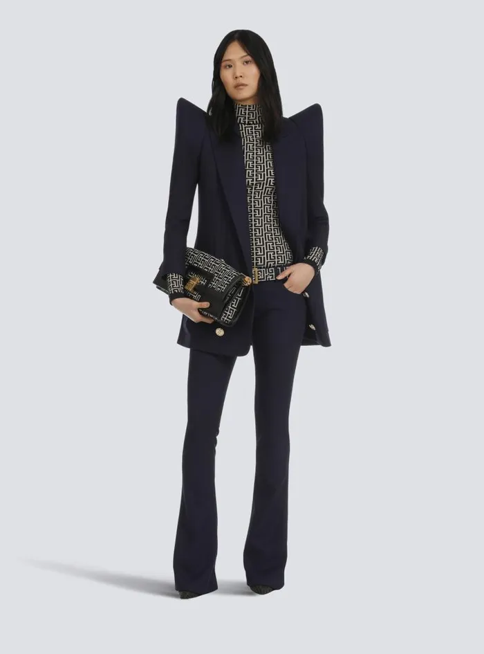 Balmain Knitwear Women Knit Sweater With Monogram Black