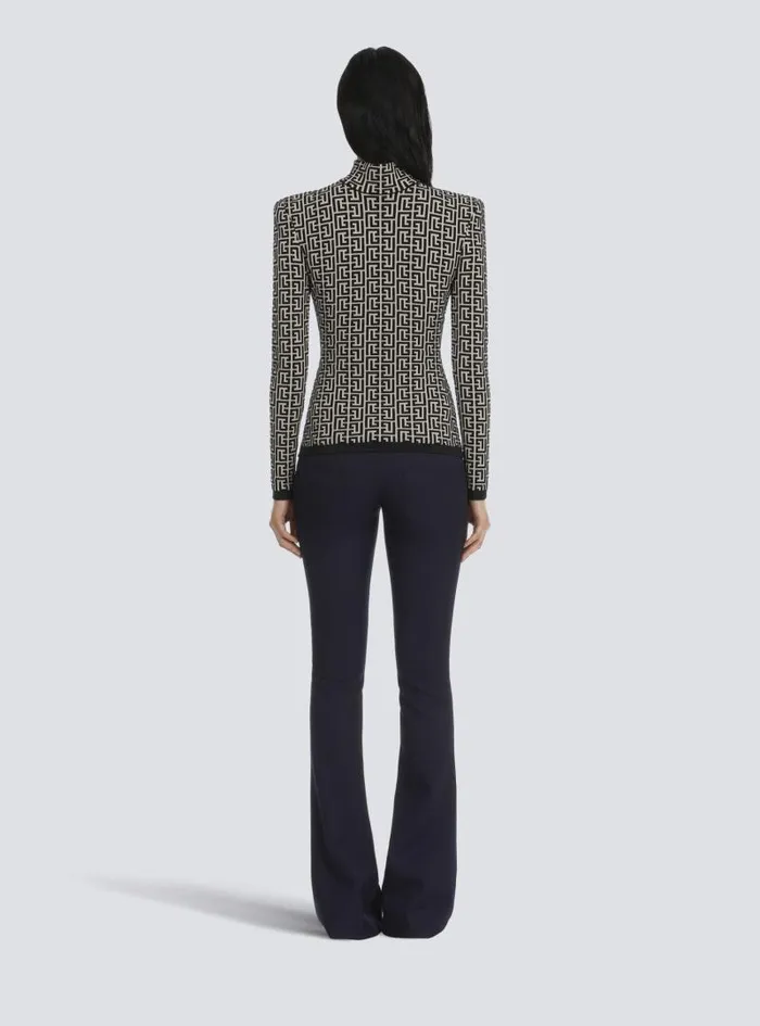 Balmain Knitwear Women Knit Sweater With Monogram Black