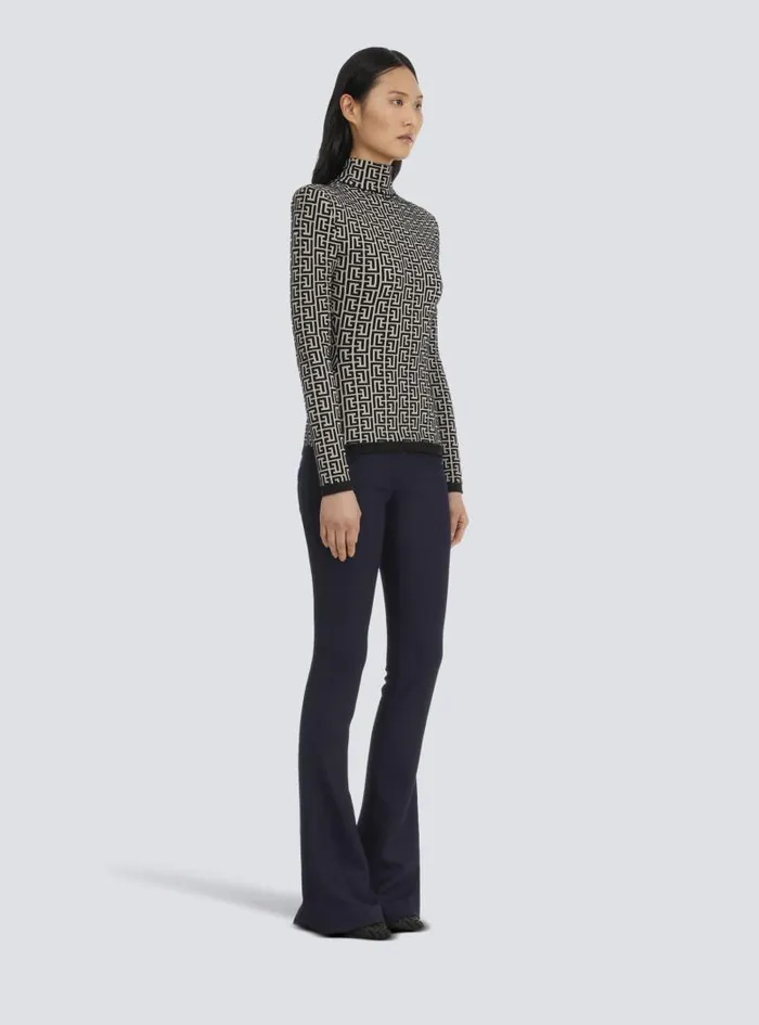 Balmain Knitwear Women Knit Sweater With Monogram Black