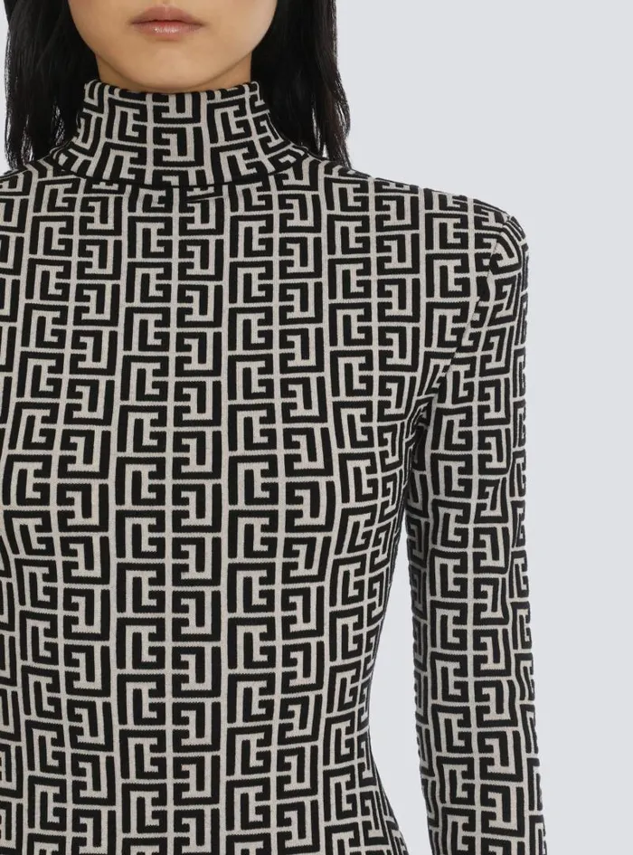 Balmain Knitwear Women Knit Sweater With Monogram Black
