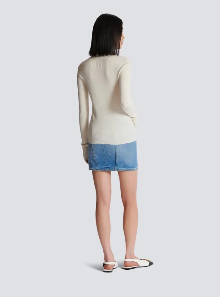 Balmain Knitwear Women Knitted Turtleneck Jumper Beige