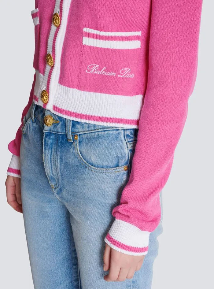 Balmain Knitwear Women Signature Knit Cardigan Pink