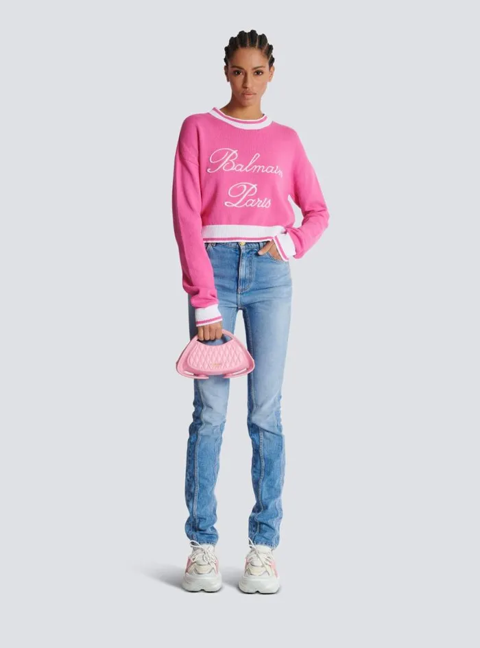 Balmain Knitwear Women Signature Knit Jumper Pink