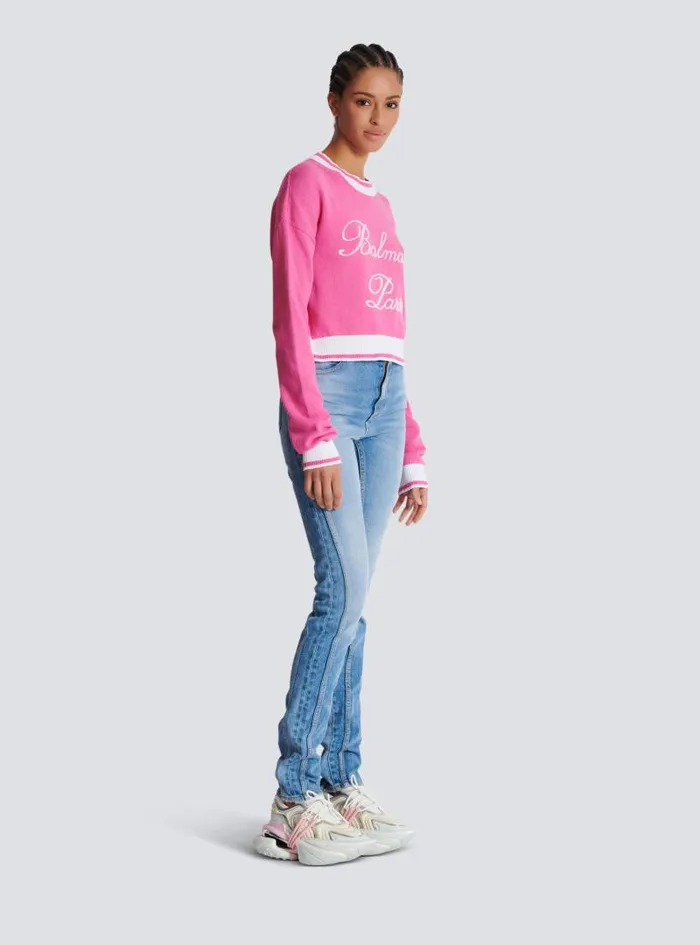 Balmain Knitwear Women Signature Knit Jumper Pink