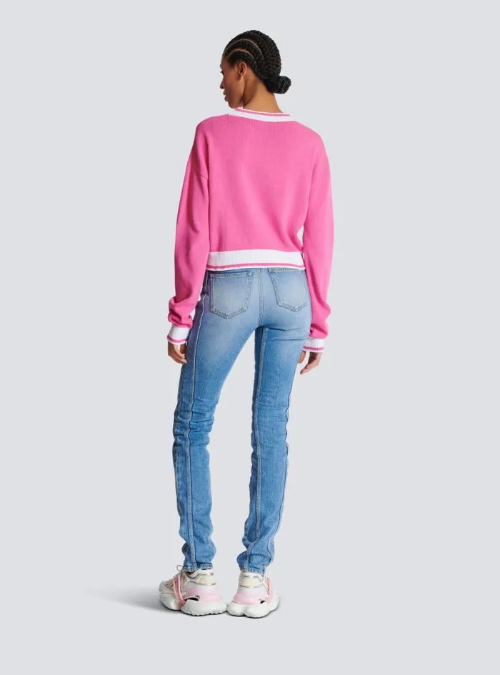 Balmain Knitwear Women Signature Knit Jumper Pink