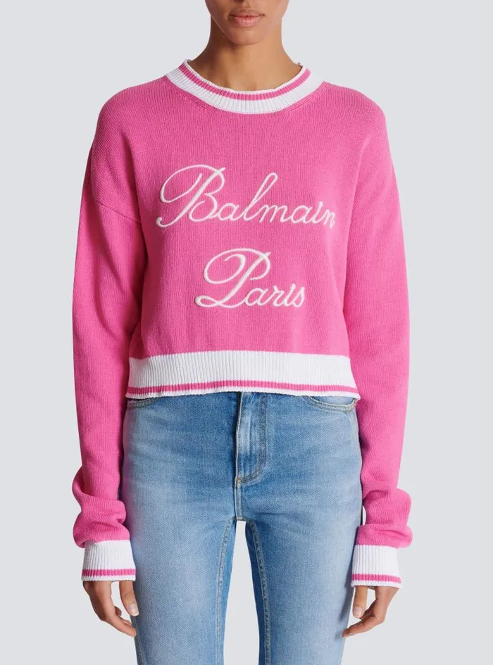 Balmain Knitwear Women Signature Knit Jumper Pink